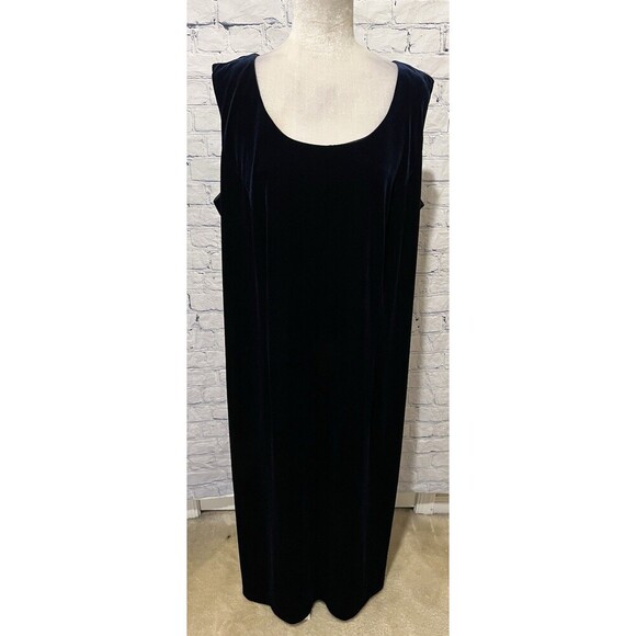 R&M Richards Plus Size Blue Velvet Sleeveless Dress with Glitter Jacket Size 20W - Picture 12 of 16